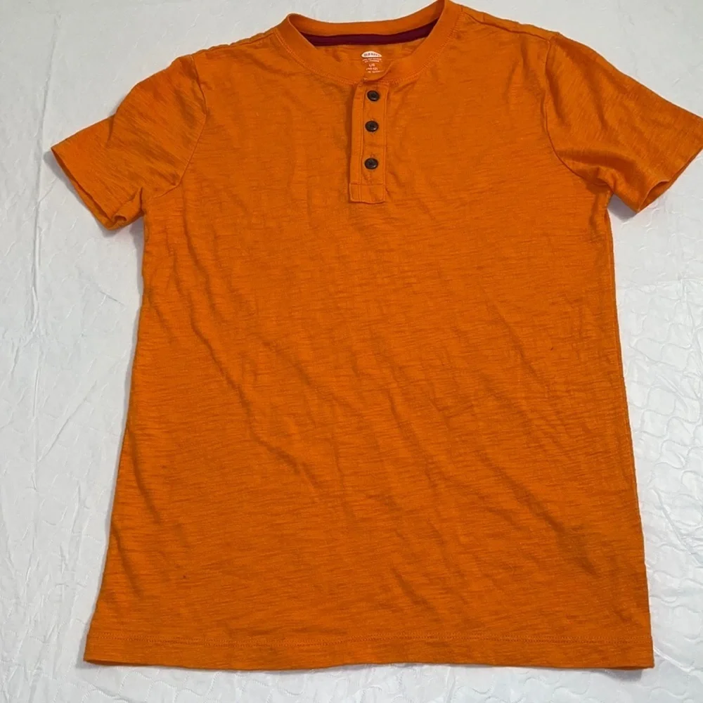 Old Navy orange burnout short sleeve Henley t-shirt L 10-12